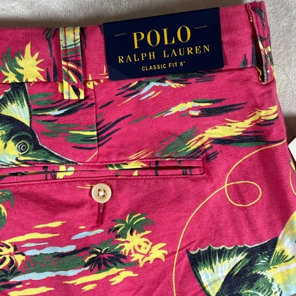 NWT Polo Ralph Lauren 38W Linen Blend 6” Inseam Classic Fit Flat Front Shorts - Picture 9 of 11